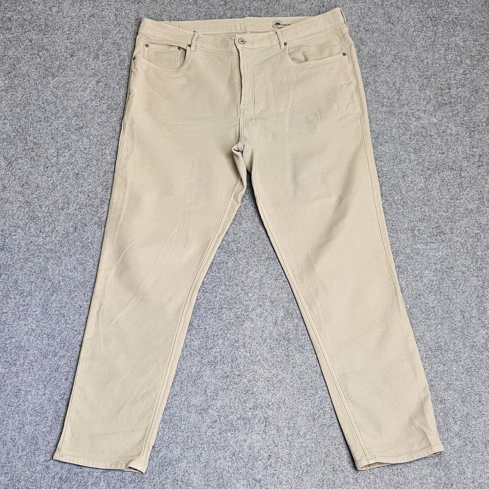 Faherty Mens 38x32 Stone Khaki Stretch Terry 5-Pocket Straight Leg Pants